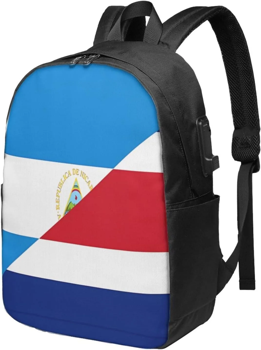 Nicaragua Costa Rica Flag Laptop Backpacks Travel Backpack Casual Business Daypack Sport Rucksack Computer Bag Fits up to 17 Inch Notebook with USB Port
