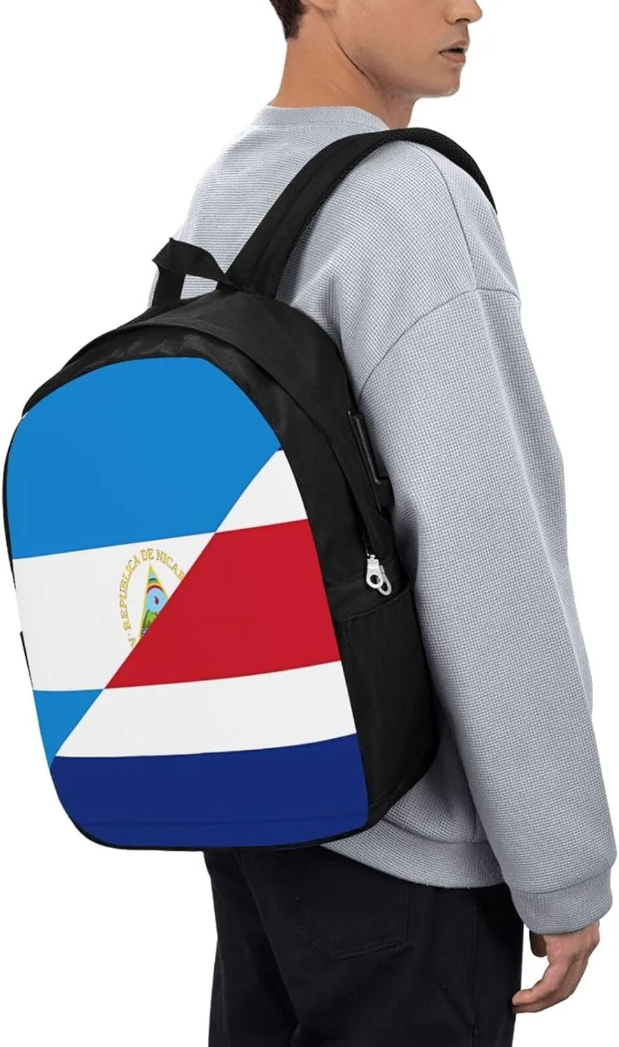 Nicaragua Costa Rica Flag Laptop Backpacks Travel Backpack Casual Business Daypack Sport Rucksack Computer Bag Fits up to 17 Inch Notebook with USB Port
