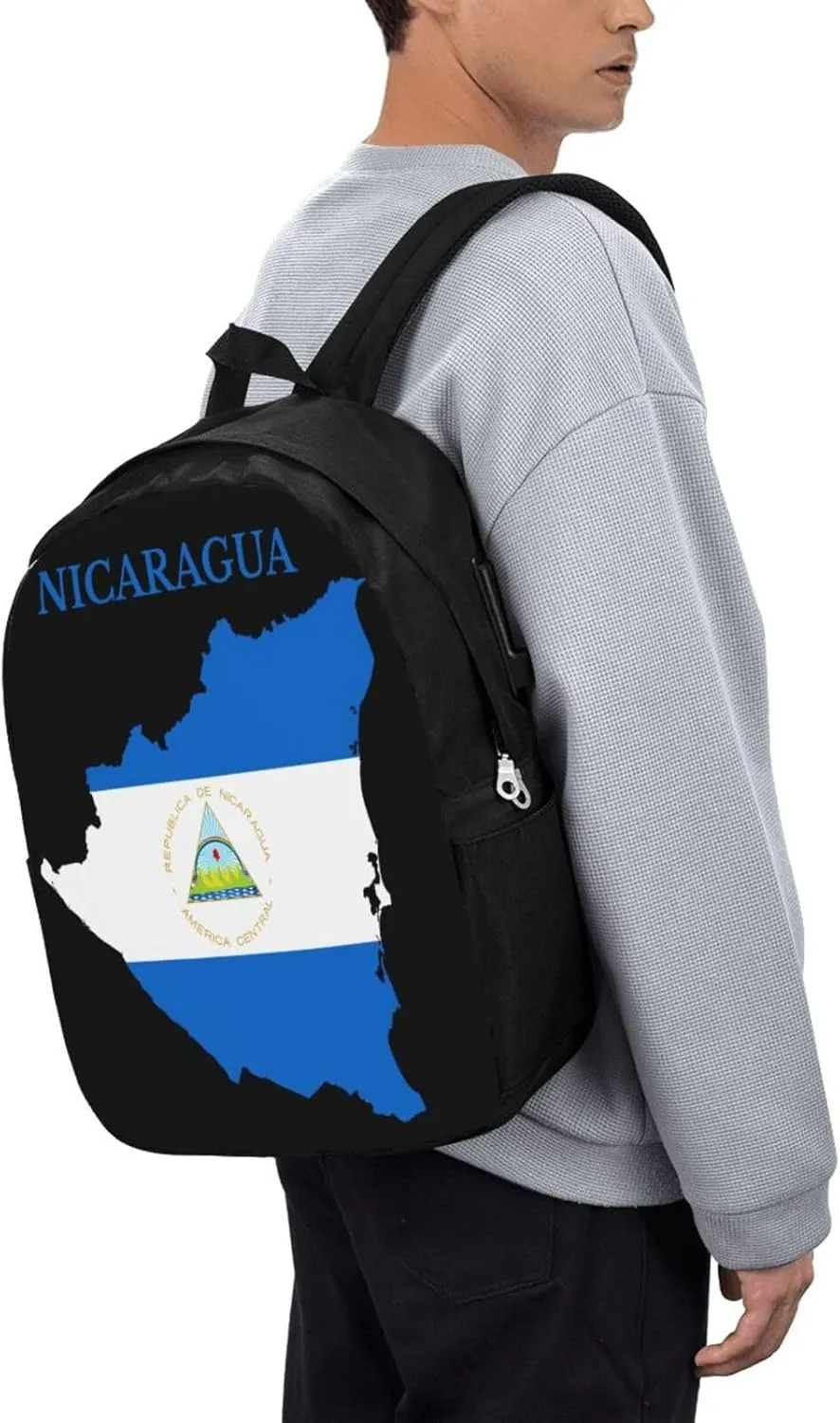 Nicaragua Map Flag Laptop Backpacks Travel Backpack Casual Business Daypack Sport Rucksack Computer Bag Fits up to 17 Inch Notebook with USB Port