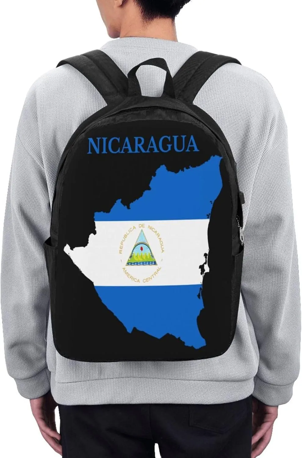 Nicaragua Map Flag Laptop Backpacks Travel Backpack Casual Business Daypack Sport Rucksack Computer Bag Fits up to 17 Inch Notebook with USB Port