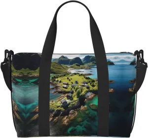 Norway Islands Print Portable Travel Duffel Bag,Ideal For Business And Private Travel