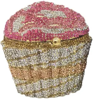 Novelty Cupcake Minaudiere Handbags Women Evening Bag Party Crystal Clutch Bag Bridal Rhinestone Clutch Purse,Mini