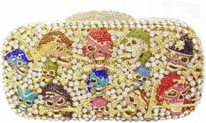 Novetly Skull Rhinestone Purse for Women Glitter Halloween Evening Bag Wedding Party Diamond Clutch Cocktail Handbag