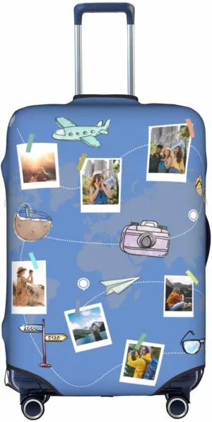 Nsipan Custom Luggage Cover with Collage Pictures Customizable Suitcase Cover Protector with Photo Customized Elastic Suitcase Protector Washable Anti-Scratch Luggage Sleeve