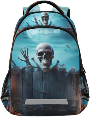 ODAWA Halloween Skull and Candle School Backpack for Boys Girls Elementary Bookbag Travel Bag Casual Rucksack
