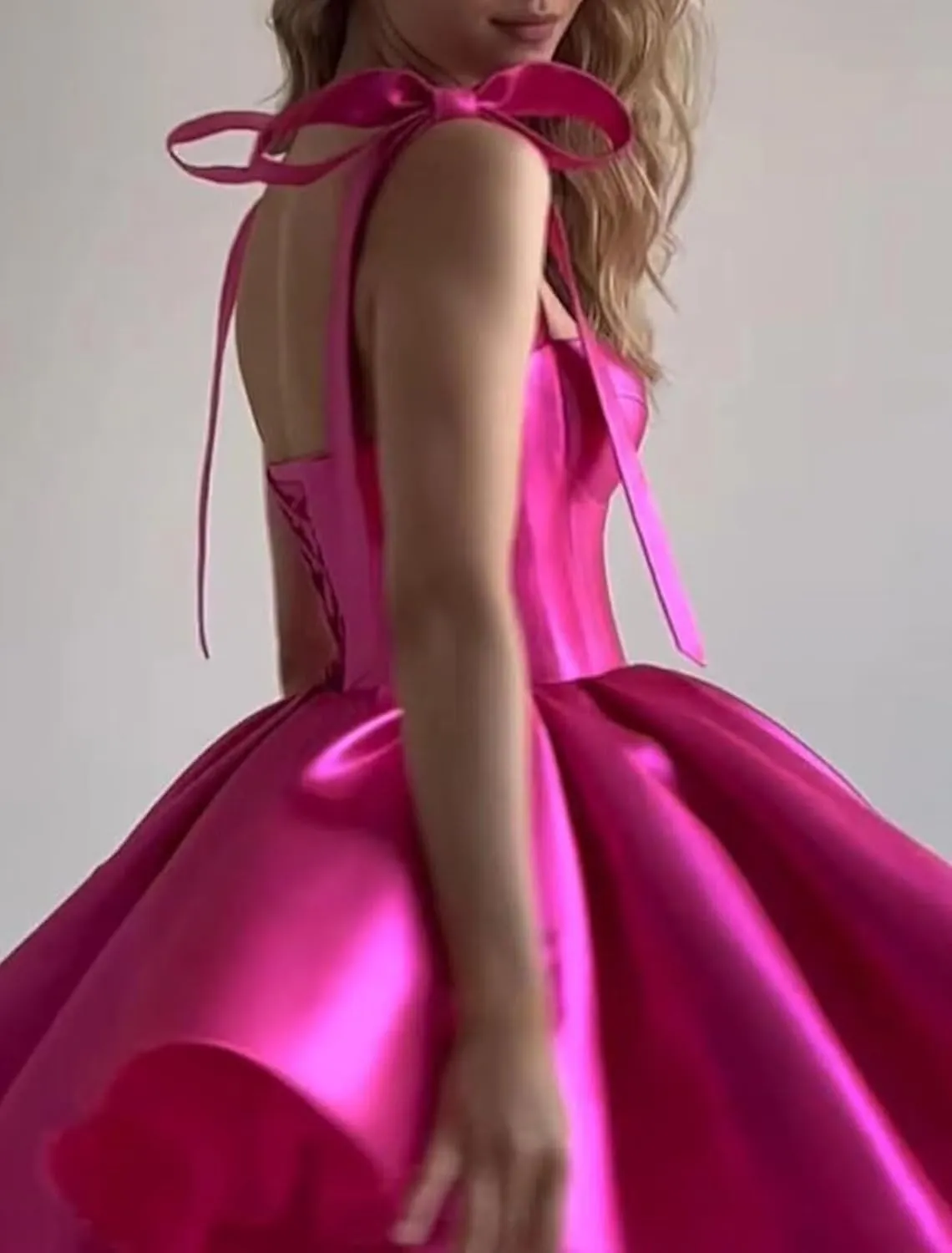 Off Shoulder Satin Homecoming Dress Short Prom Dresses for Teens 2025 Puffy HOCO Dress with Bow BD488