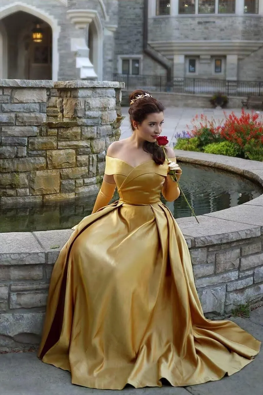 Off Shoulder Satin Prom Dresses Ball Gown Plus Size Formal Dresses for Women Wedding Dress with Slit