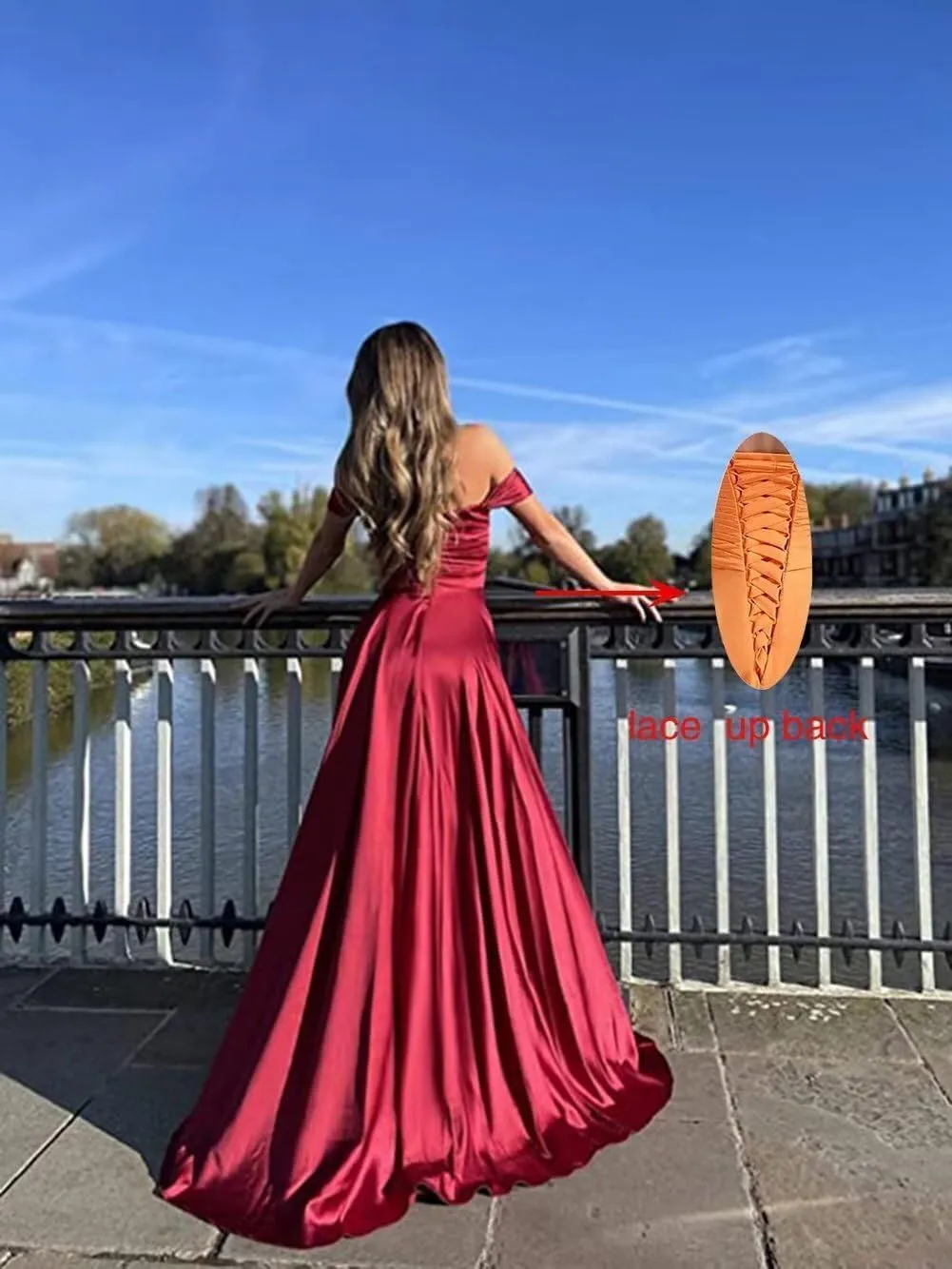 Off The Shoulder Bridesmaid Dresses Satin Prom Dress A Line Split Evening Party Dress for Women HS011
