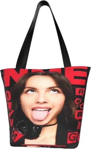 Olivia Songwriter Actress Rodrigo Reusable Grocery Bag for Kitchen Shopping Handbag Tote Bags with Zipper Unisex Funny Shoulder Bag Daily Bags for Work