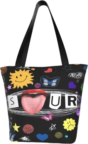 Olivia Songwriter Actress Rodrigo Shopping Handbag Tote Bags with Zipper Unisex Beautiful Shoulder Bag Storage Bag for Hiking