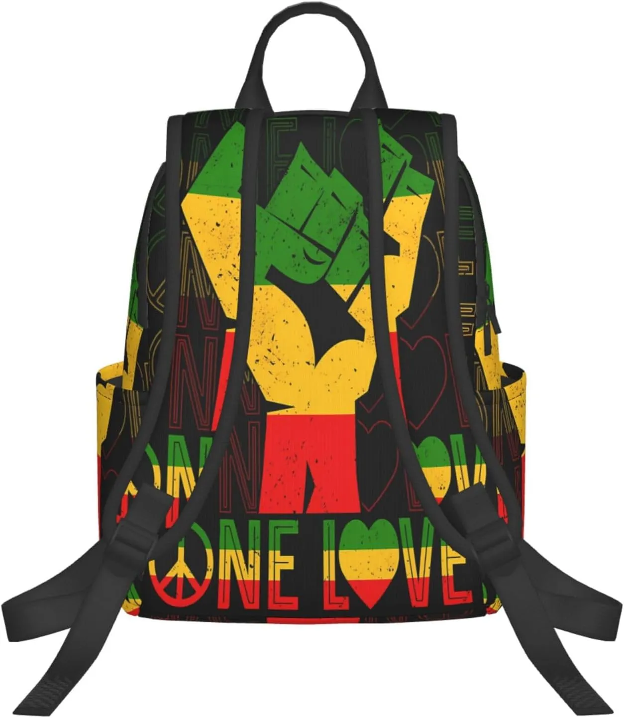 One Loves Peace Rastafari Jamaica Casual Backpacks Laptop Backpack Outdoor Travel Rucksack Sport Carry-On Daypack Lightweight Bag with Multi-Pockets