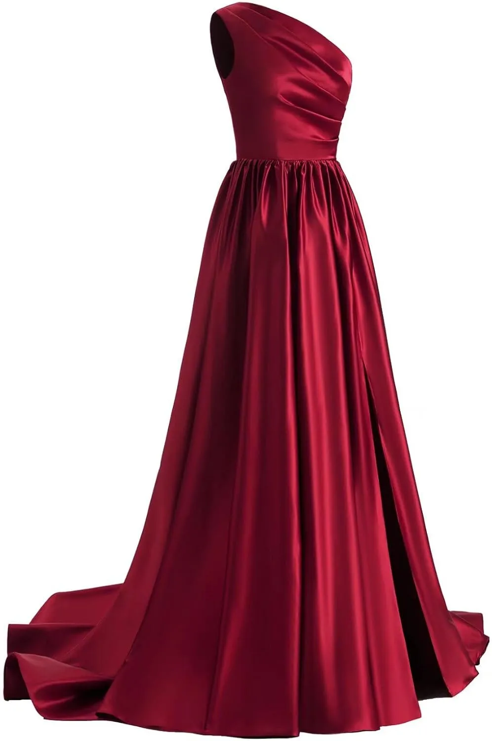 One Shoulder Prom Dresses Long 2025 New Satin Ball Gowns Formal Evening Dress with Slit,R13