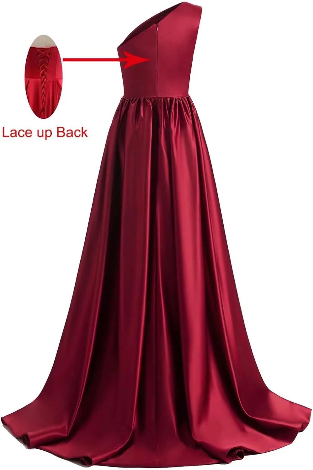 One Shoulder Prom Dresses Long 2025 New Satin Ball Gowns Formal Evening Dress with Slit,R13
