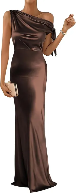 One Shoulder Satin Formal Mother of The Bride Dresses for Wedding 2024 A-Line Mermaid Mother of The Groom Gowns