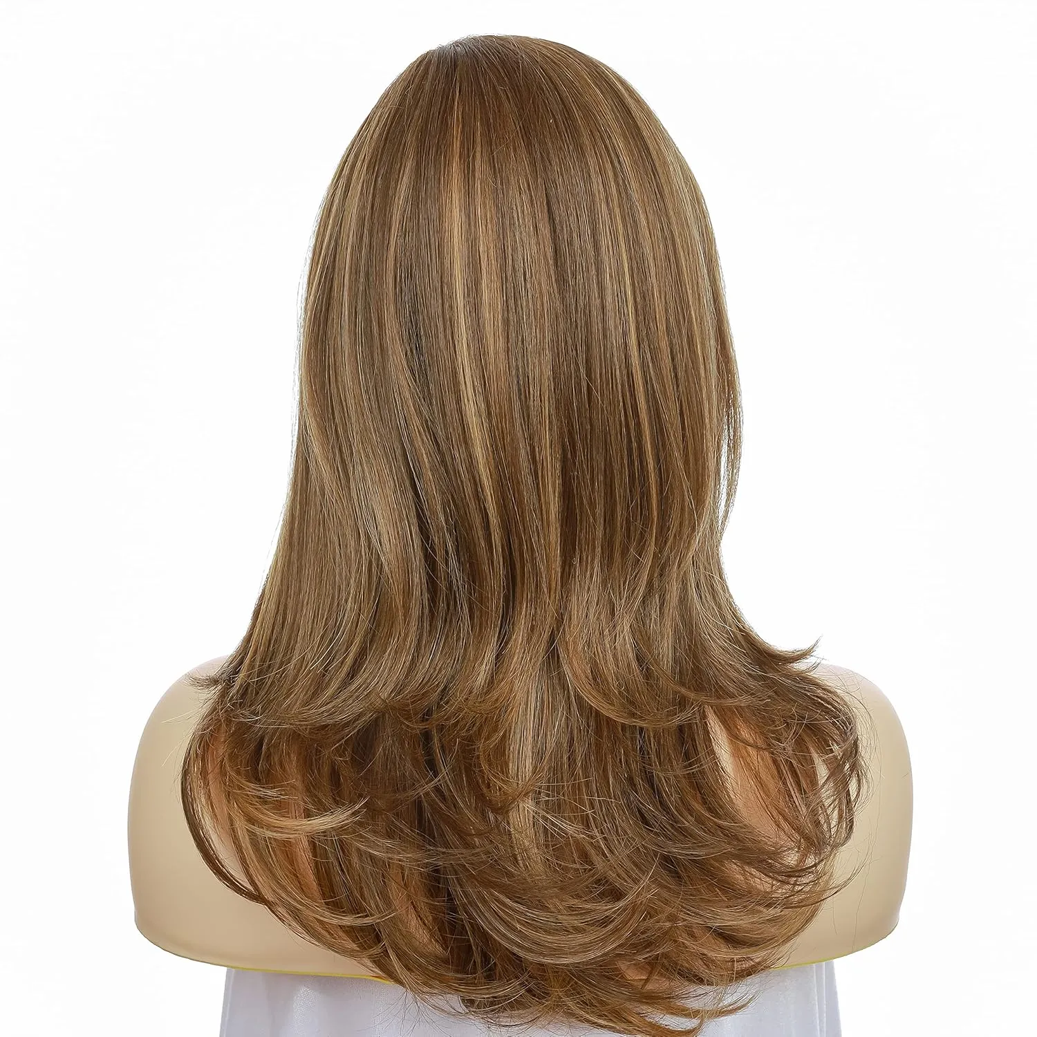 Onedor 18 Inch Premium Japanese High-Temperature Fiber Synthetic Hair 130% Density Straight Lace Front Side Part Long Wigs (Light Brown Evenly Blended with Dark Natural Blonde-RL12/16)