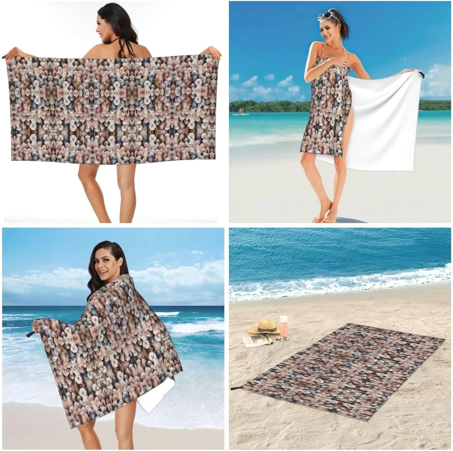 Oodles of Poodles Premium Compact Microfiber Travel Towel-Featherlight & Quick Dry,Sand-Resistant Beach Towel for Swimming,Camping,Vacation Essentials with Carry Pouch