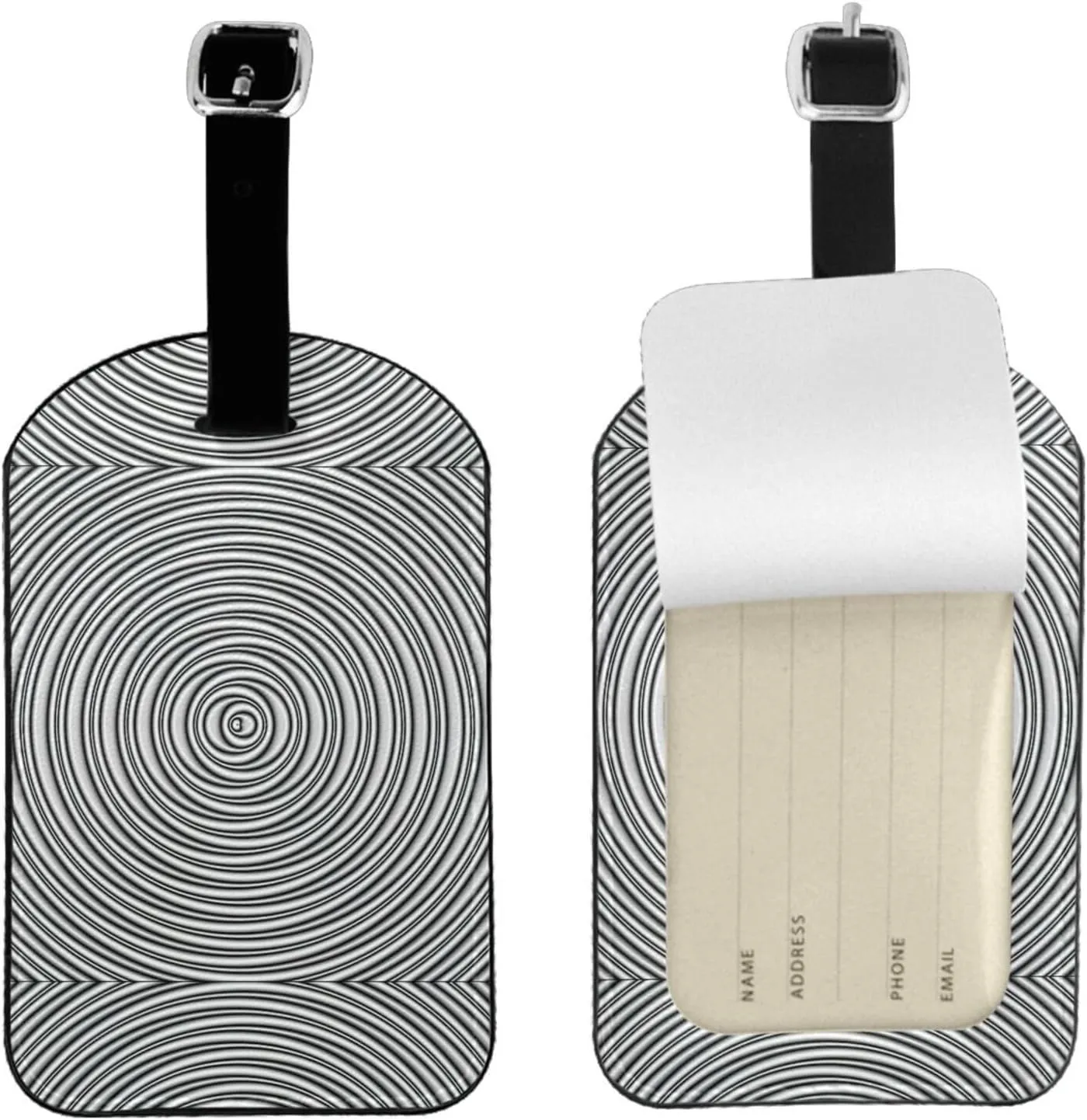 Optical Spin Illusion Print Airplane Luggage Tag Elegant Luggage Tag 4.3 X 2.76 Inch for Suitcases Travel Bags