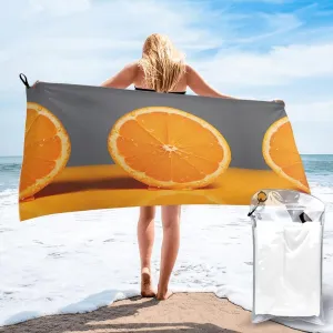 Orange Slice Premium Compact Microfiber Travel Towel-Featherlight & Quick Dry,Sand-Resistant Beach Towel for Swimming,Camping,Vacation Essentials with Carry Pouch