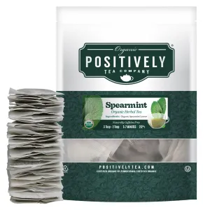 Organic Positively Tea Company, Spearmint Leaf Herbal Tea Bags, 100 Count, Eco-Friendly Tea Bags, Non-GMO