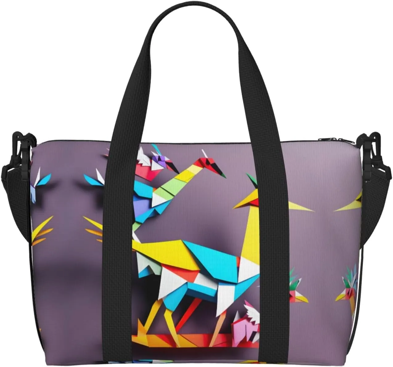 Origami Multicolor Papercraft Cranes 1 Print Portable Travel Duffel Bag,Ideal For Business And Private Travel