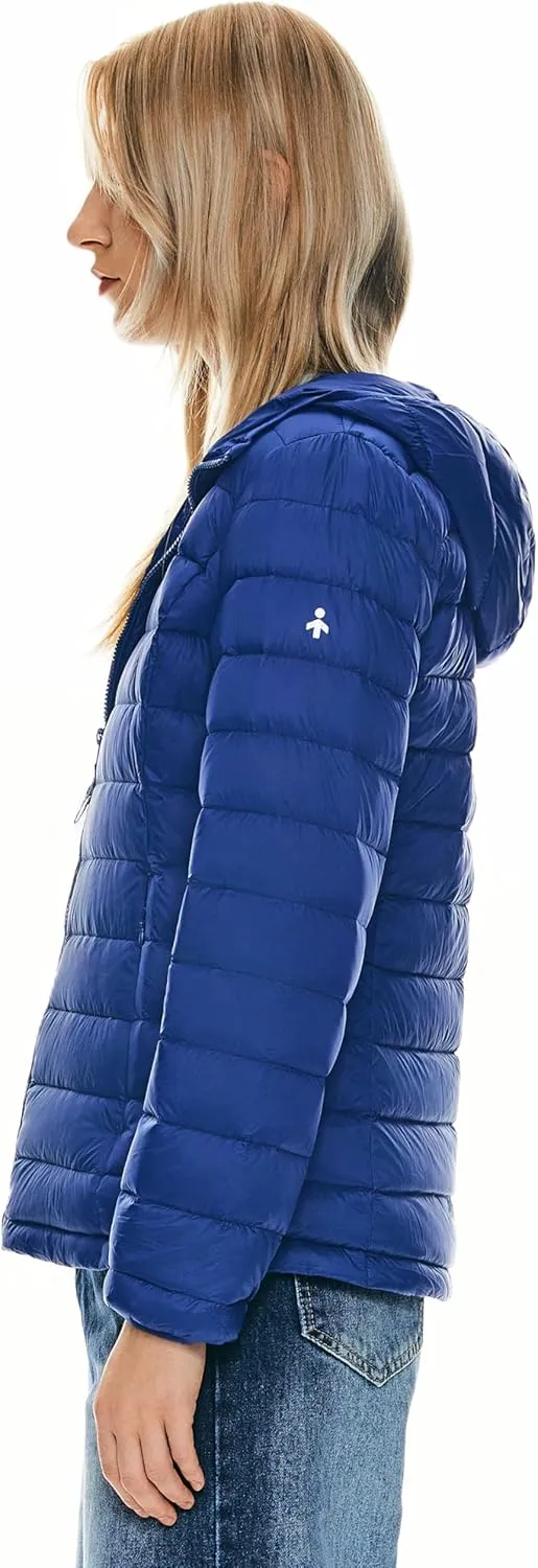 Orolay Women's Packable Down Jacket Hooded Ultra Light Weight Short Puffer Coat with Pockets