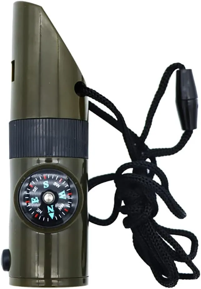 Outdoor Survival Whistle, Safety Whistle high Decibel, This Whistle Contains a Compass, Survival Reflector, LED Flashlight Light with Lanyard, The Perfect Must-Have for Outdoor Camping Adventures.