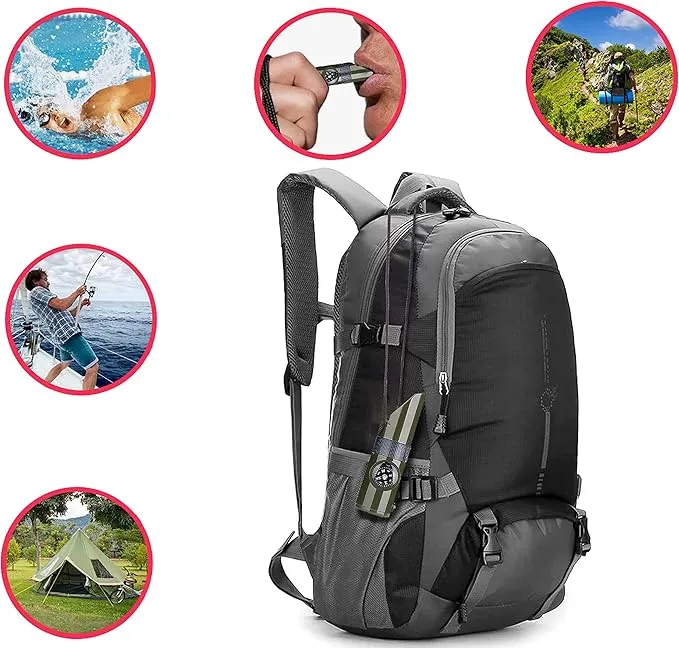 Outdoor Survival Whistle, Safety Whistle high Decibel, This Whistle Contains a Compass, Survival Reflector, LED Flashlight Light with Lanyard, The Perfect Must-Have for Outdoor Camping Adventures.