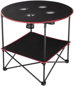 Outdoor Table Camping Table Folding Table Camping Table Beach Table 4 Cup Holders with Steel Frame Lightweight 600D Oxford Folding Picnic Table Picnic Table Foldable Table (A 72.8 * 61.9cm)