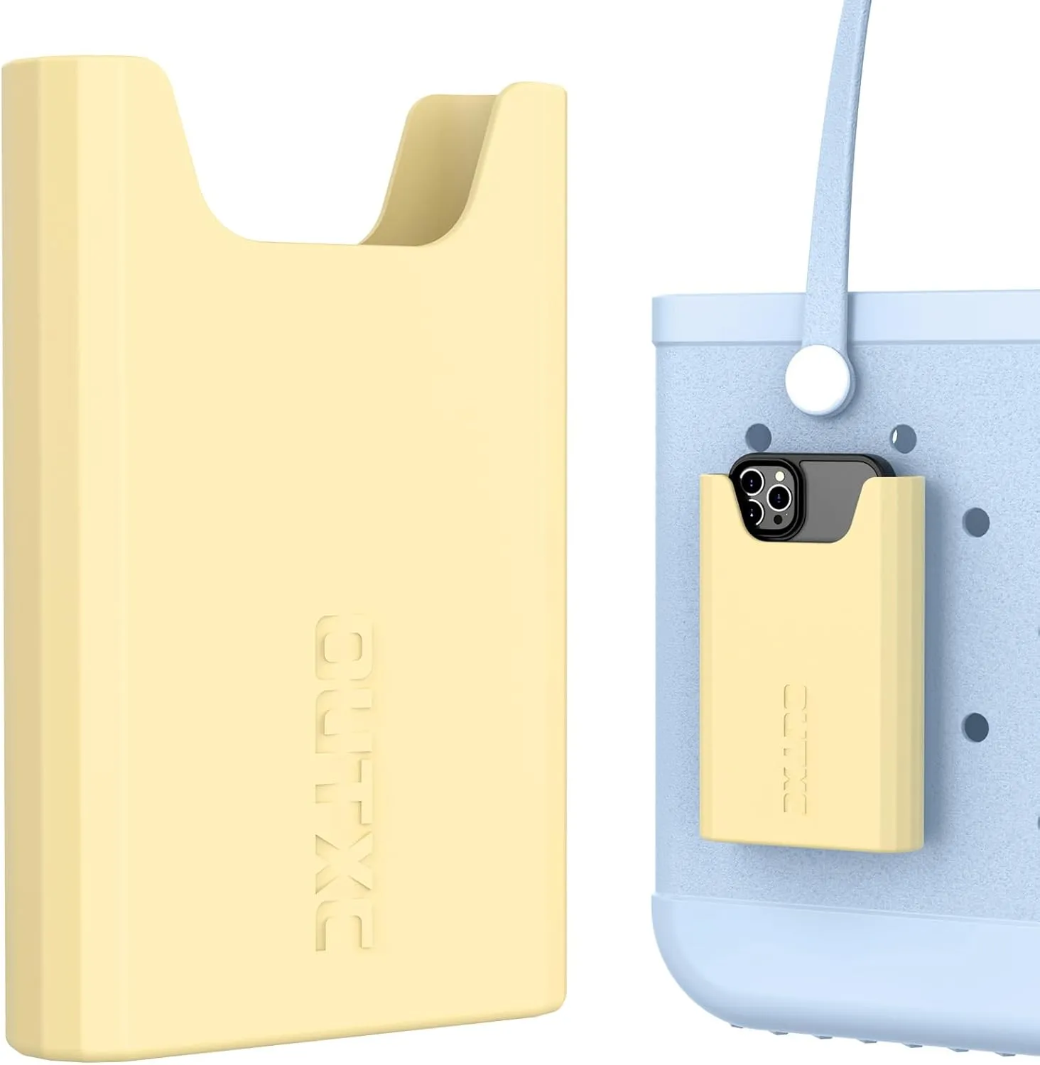 OUTXE Silicone Phone Holder Accessories for Bogg Bag, Phone Case Holder Compatible with All Bogg Bags, Light Yellow Cell Phone Insert for Simple Modern Beach Bag