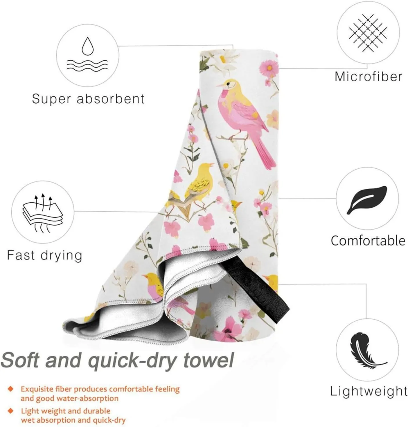 Owl Tree Branches Premium Compact Microfiber Travel Towel-Featherlight & Quick Dry,Sand-Resistant Beach Towel for Swimming,Camping,Vacation Essentials with Carry Pouch