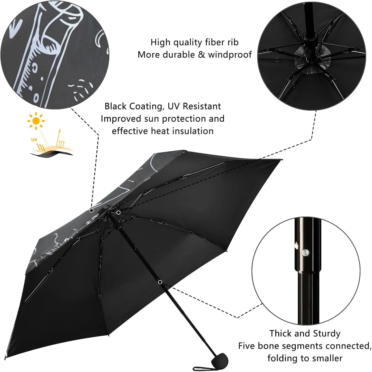 Oyihfvs Parasol Folding Umbrella, Reinforced Windproof Waterproof, Portable Compact Anti-UV Sun Rain Protection for Travel Outdoor