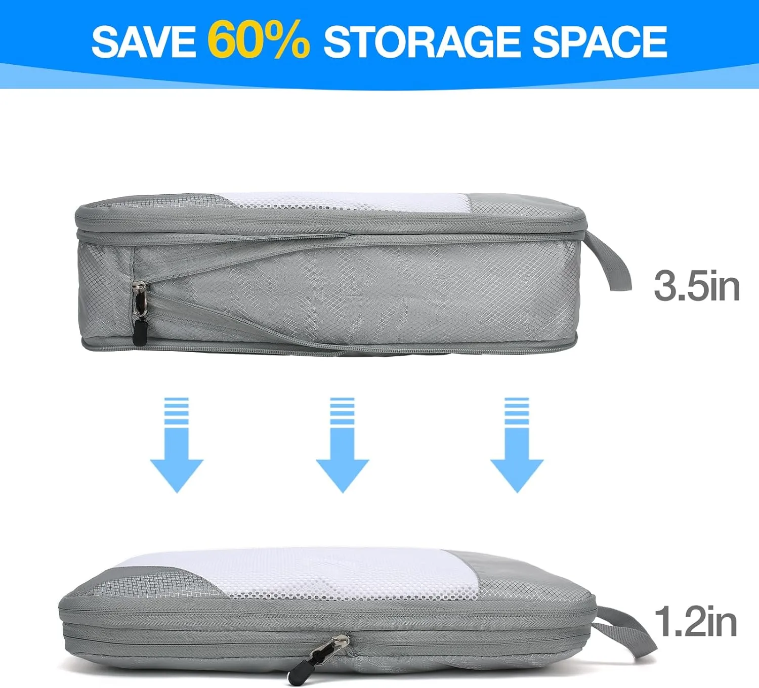 Packing Cubes Compressible, 8 Set Travel Packing Cube Organizer for Carry-on Luggage - Versatile & Reusable Travel Accessories Mesh Storage Bags Maximize Space & Stay Organized for Suitcase