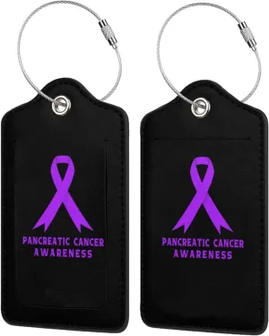 Pancreatic Cancer Awareness 2 Leather Luggage Tags for Bags for Men Women2