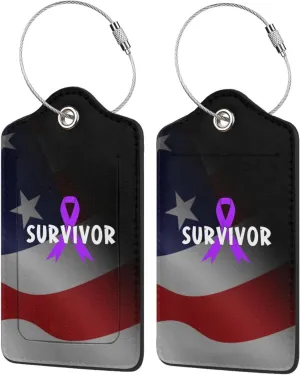 Pancreatic Cancer Survivor 2 Leather Luggage Tags for Bags Gifts for Men Women2