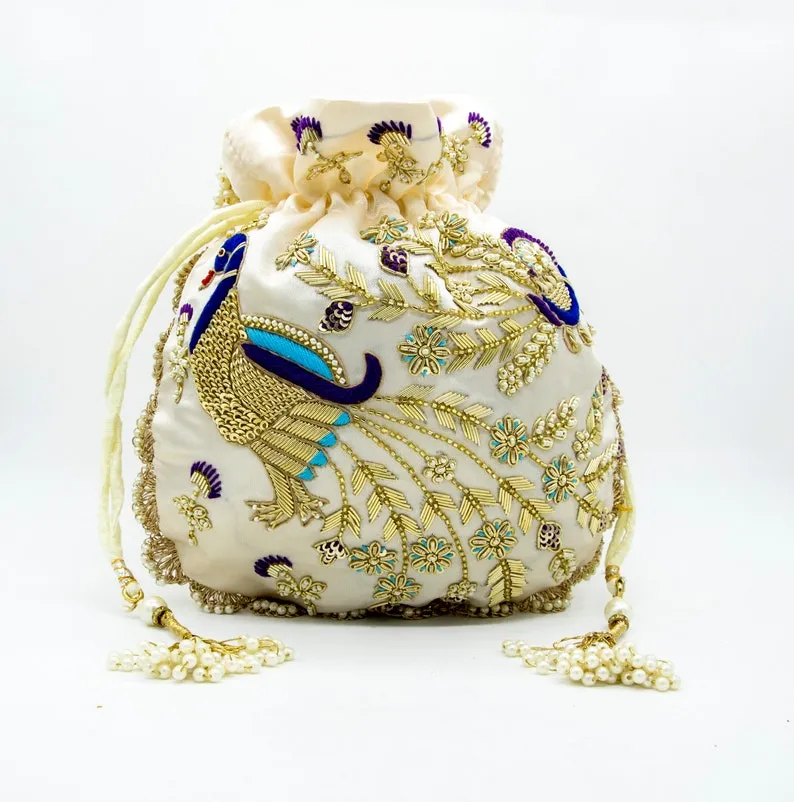 Peacock embroidered Potli - Rent