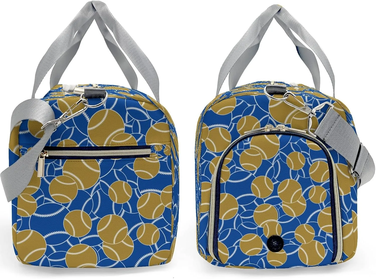 Personalized Baseball Gold Blue Duffle Bag (Can Store Shoes) with Name for Women Man Custom Travel Perform Training Bag