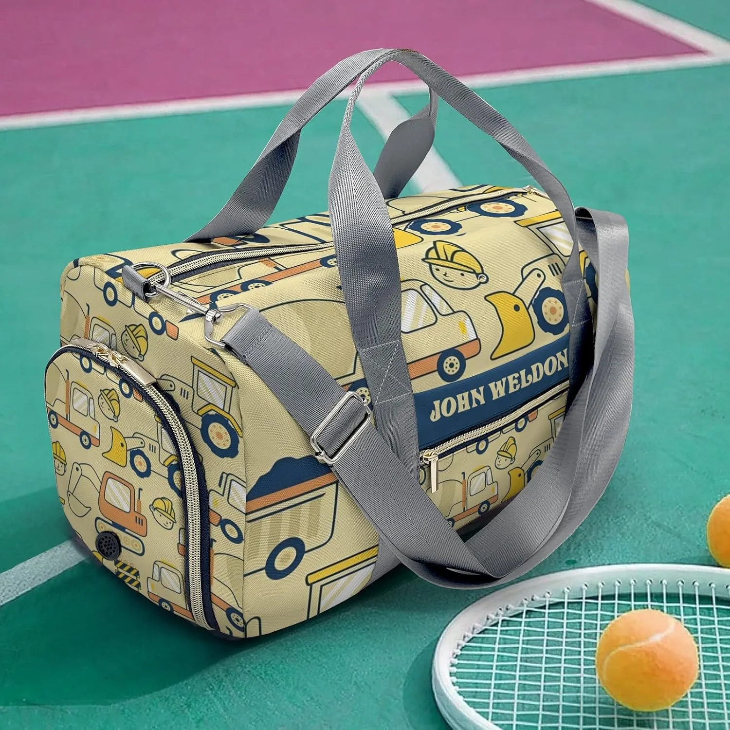 Personalized Cartoon Truck Beep Duffel Bag,Customized Sport Player Travel Bag for Gifts