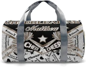 Personalized Cheerleading Brown Bling Print Duffle Bag with Name for Women Girls Custom Travel Perform Training Bag Gifts