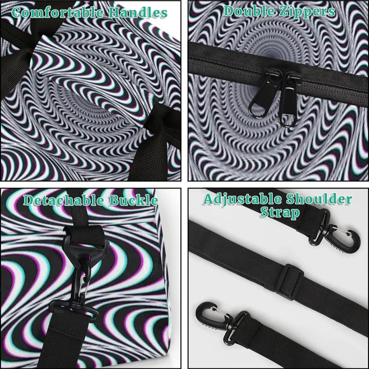 Personalized Duffels Bags for Kids Custom Gym Bag Small Dance Bag Luggage Bags for Boys and Girls Abstract Illusion Print