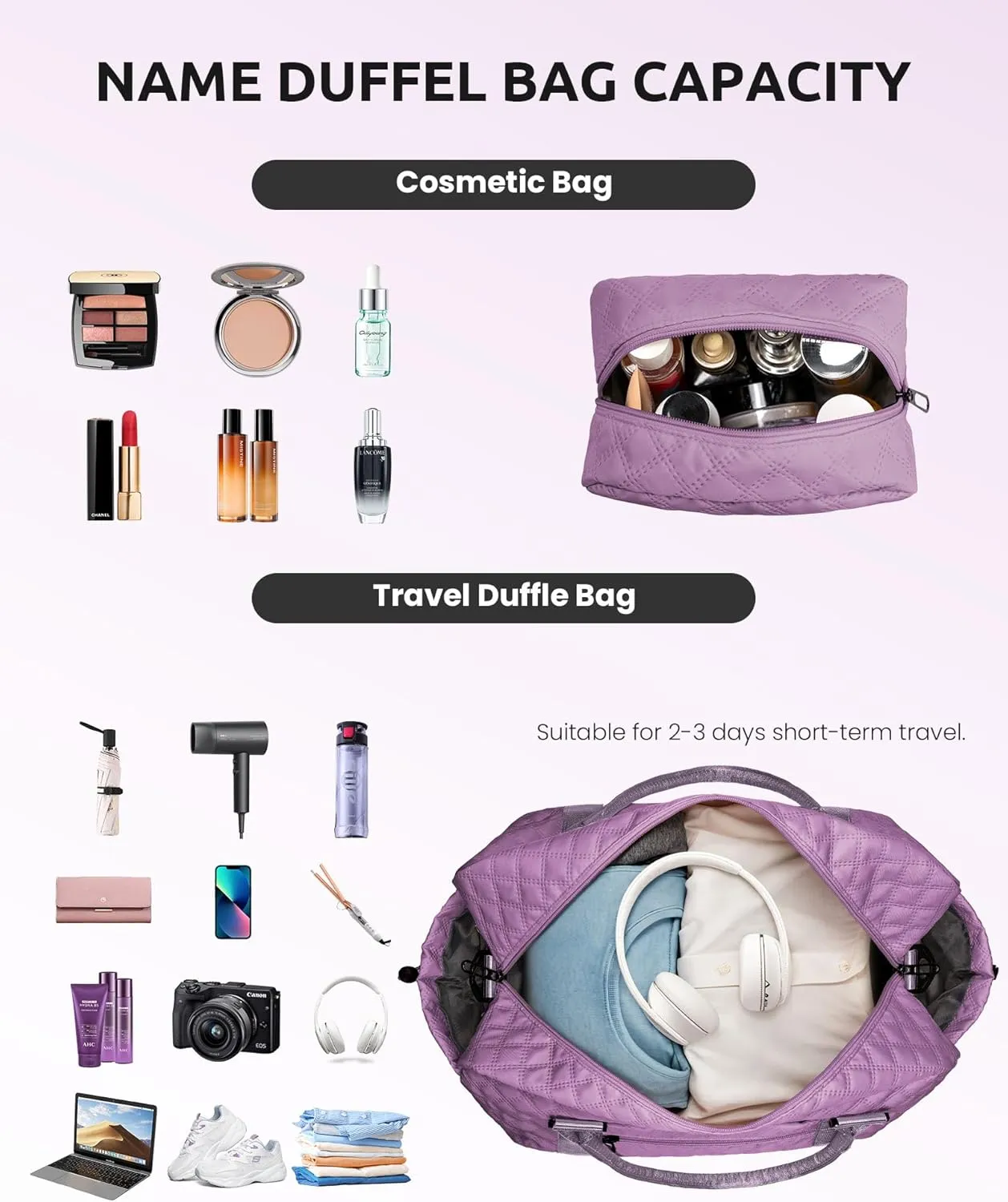 Personalized Gifts-Initial Overnight Bag with Shoe Compartment, Personalized Weekender Bag, Monogram Overnight Bag, Letter Travel Bag with Makeup Bag，Birthday Gift For Women Girl (Letter Q)