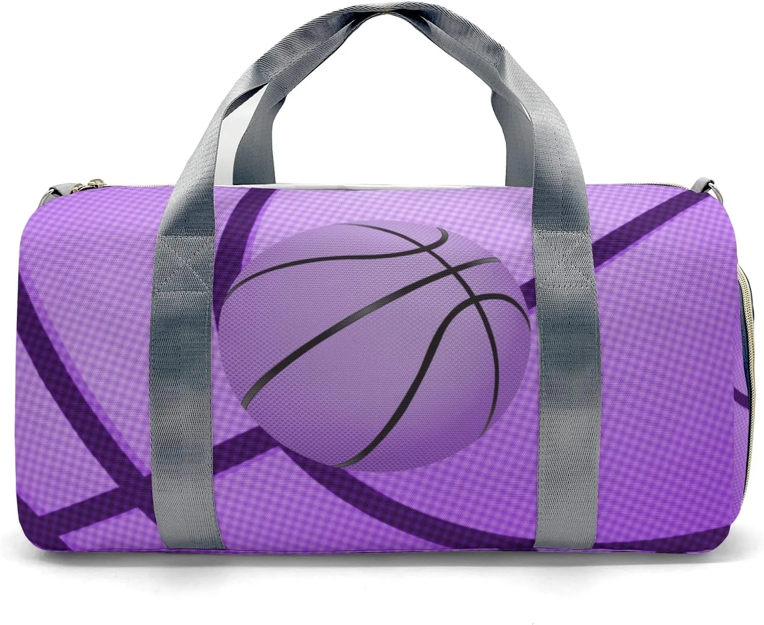 Personalized Name Gym Bag Sports Duffel Bags Purple Basketball Print Gymnastics Travel Perform Training Casual Bag