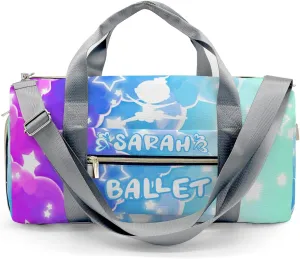 Personalized Name Sports Duffel Bags Dancer Colorful Clouds Star Gymnastics Travel Perform Training Casual Bag