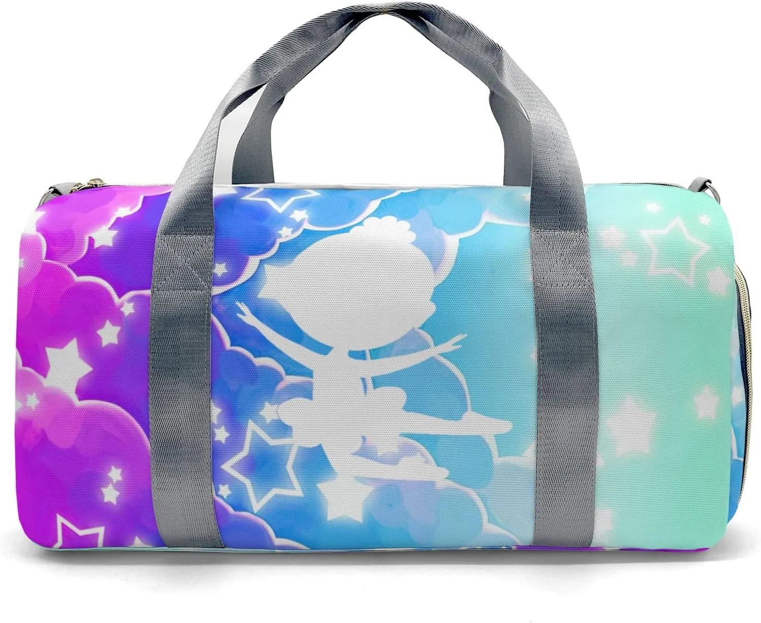 Personalized Name Sports Duffel Bags Dancer Colorful Clouds Star Gymnastics Travel Perform Training Casual Bag