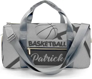 Personalized Name Sports Duffel Bags Gray Basketball Print Gymnastics Travel Perform Training Casual Bag