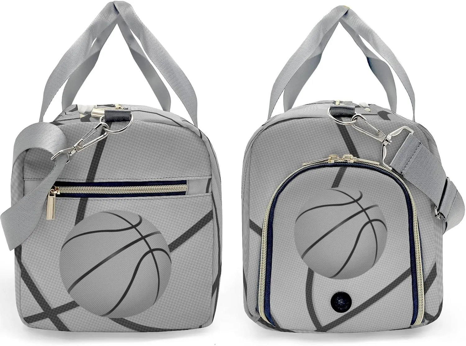 Personalized Name Sports Duffel Bags Gray Basketball Print Gymnastics Travel Perform Training Casual Bag