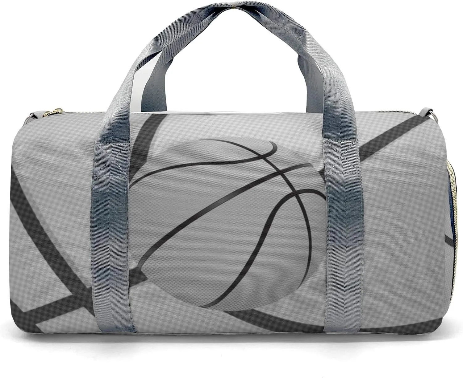 Personalized Name Sports Duffel Bags Gray Basketball Print Gymnastics Travel Perform Training Casual Bag