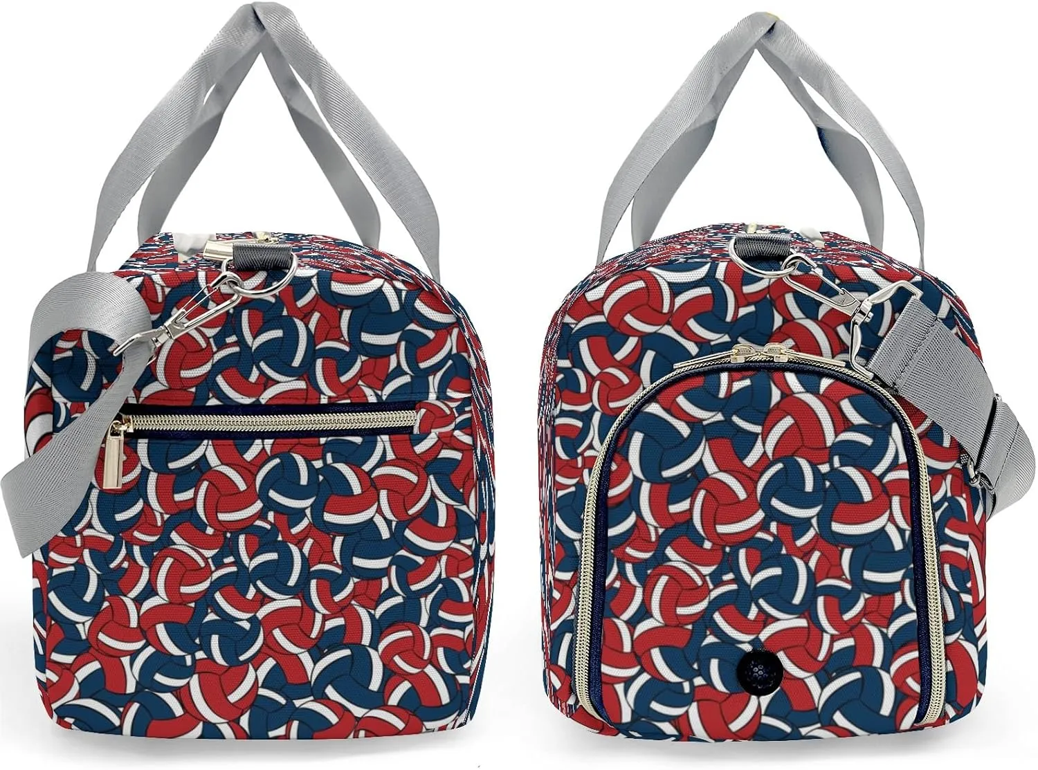 Personalized Name Sports Player Duffel Bags Navy Red Volleyball Sports Travel Perform Training Casual Bag