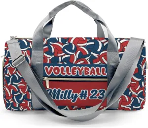 Personalized Name Sports Player Duffel Bags Navy Red Volleyball Sports Travel Perform Training Casual Bag