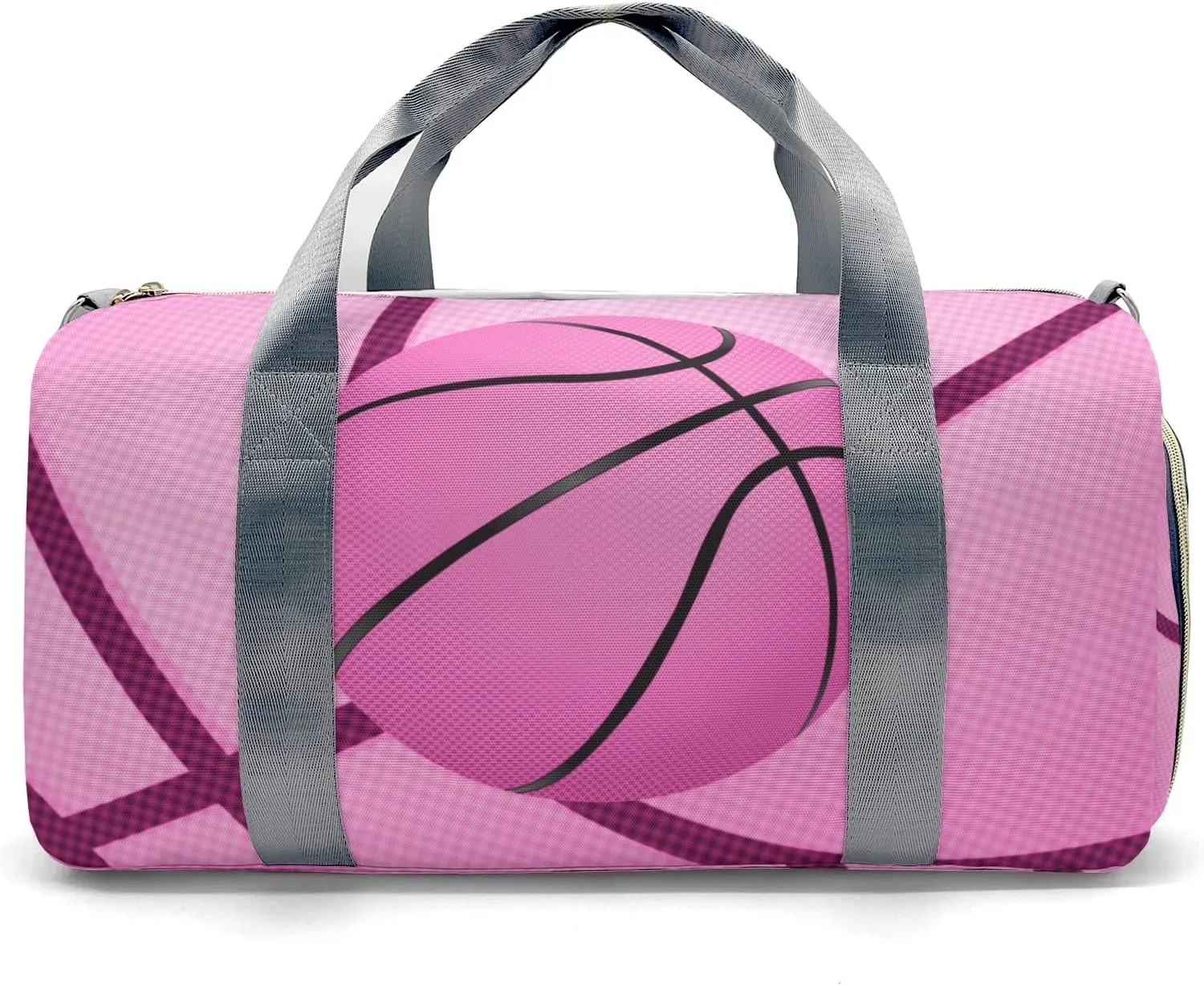 Personalized Name Travel Bag Sports Duffel Bags Basketball Print Pink Gymnastics Travel Perform Training Casual Bag