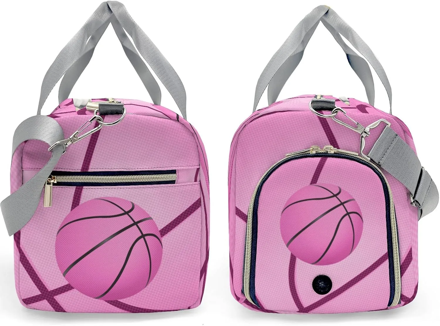 Personalized Name Travel Bag Sports Duffel Bags Basketball Print Pink Gymnastics Travel Perform Training Casual Bag